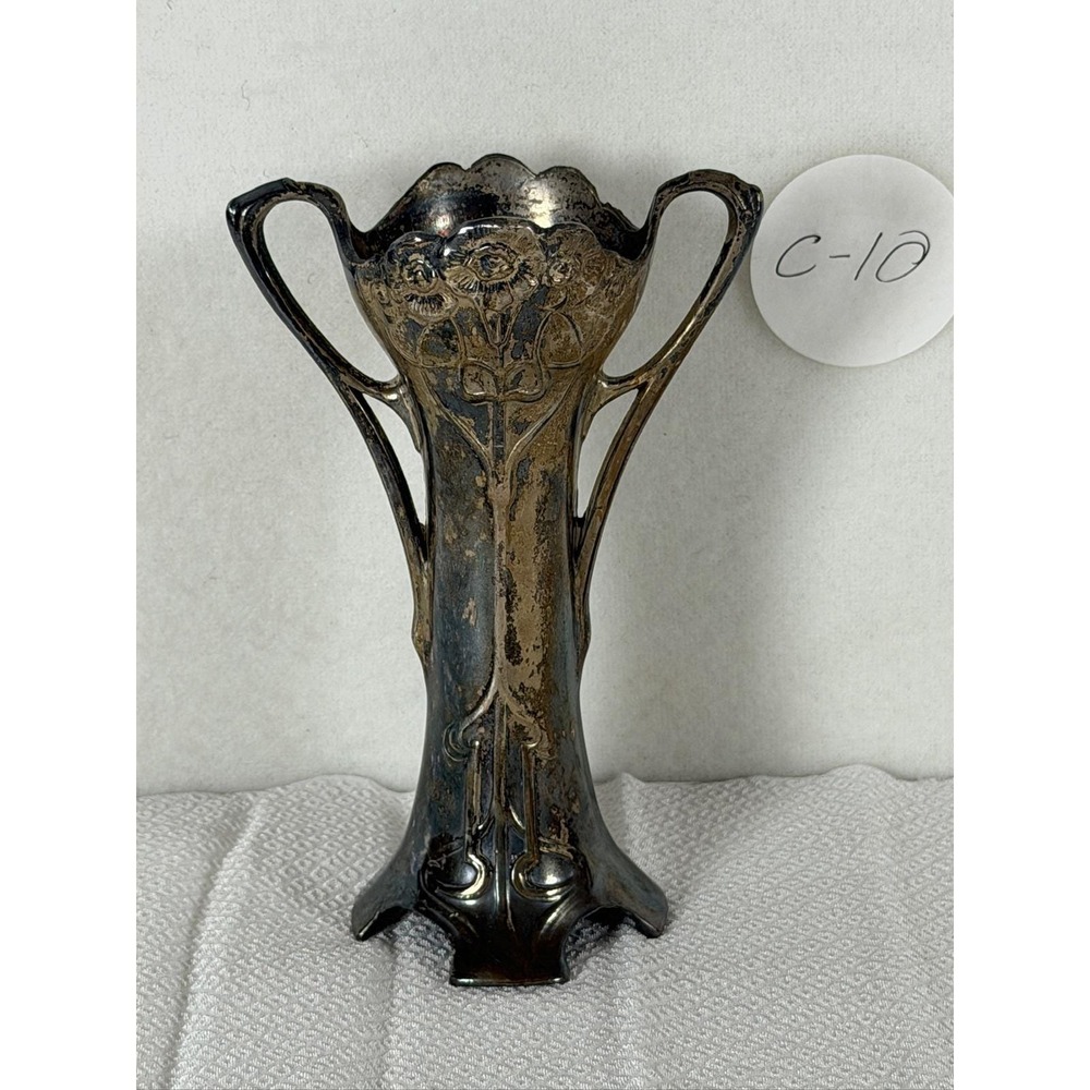 Vintage Benedict Proctor Art Nouveau Silver-Plated Floral Vase C-10